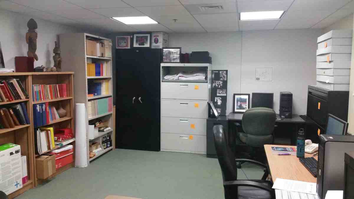 Textiles were housed folded in cabinets