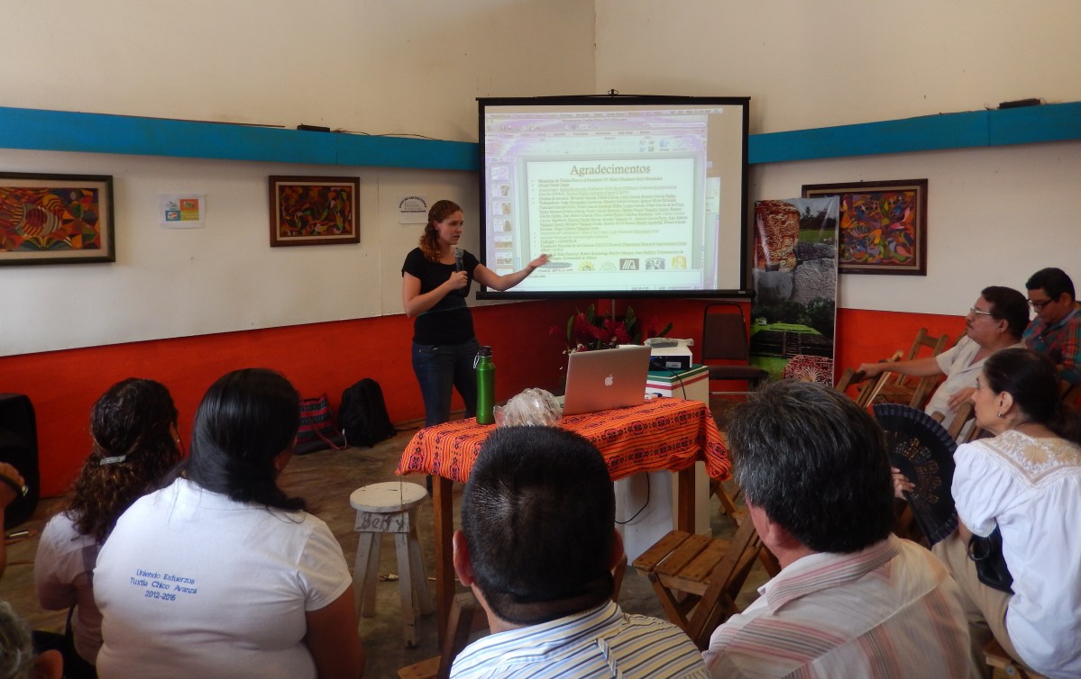 Presenting to Izapa community members in 2014